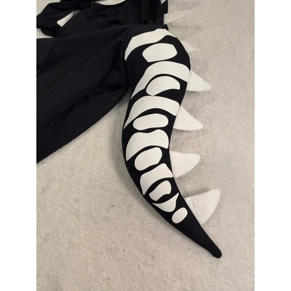 Pottery Barn Kids Glow in the Dark Dino Skeleton Costume 3pc Set Size 7-8 Black - Picture 3 of 12